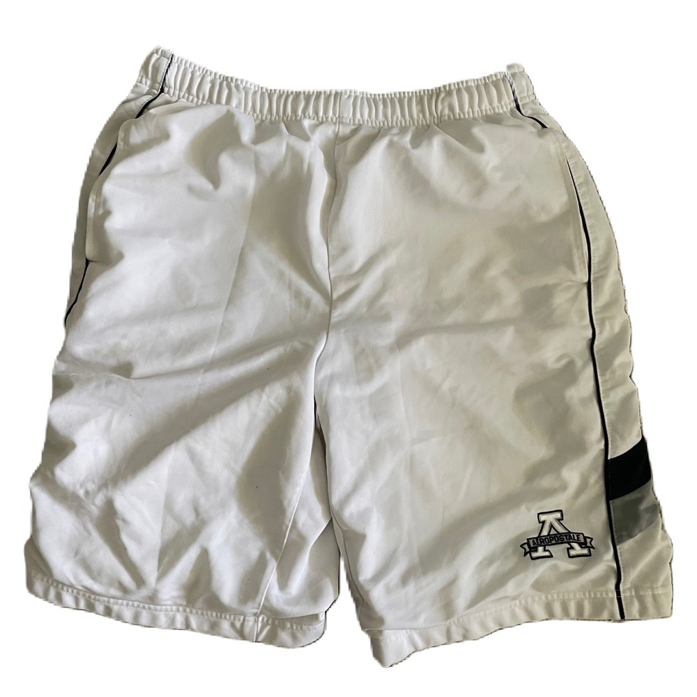 Aeropostale Athletic Basketball‎ Gym Shorts White Navy Grey Men's Size Medium